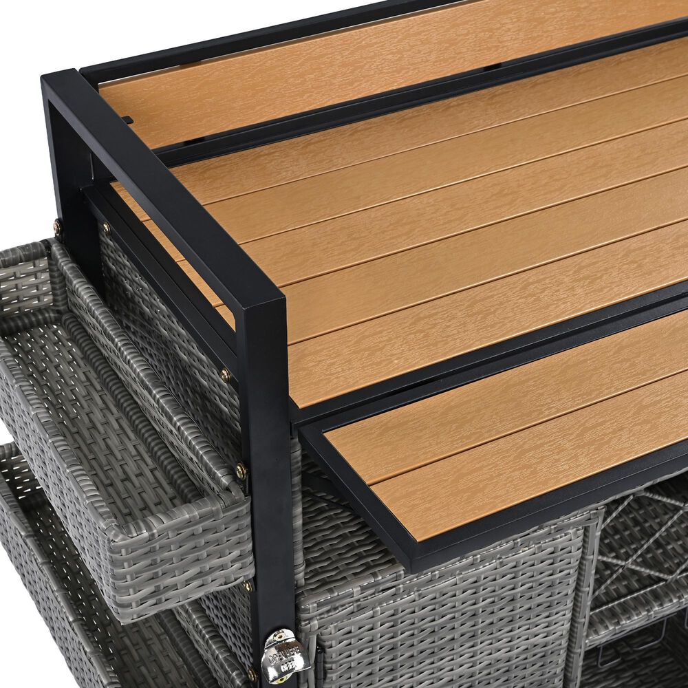 HOMLUX 53" Wicker Outdoor Kitchen Island in Grey, , large