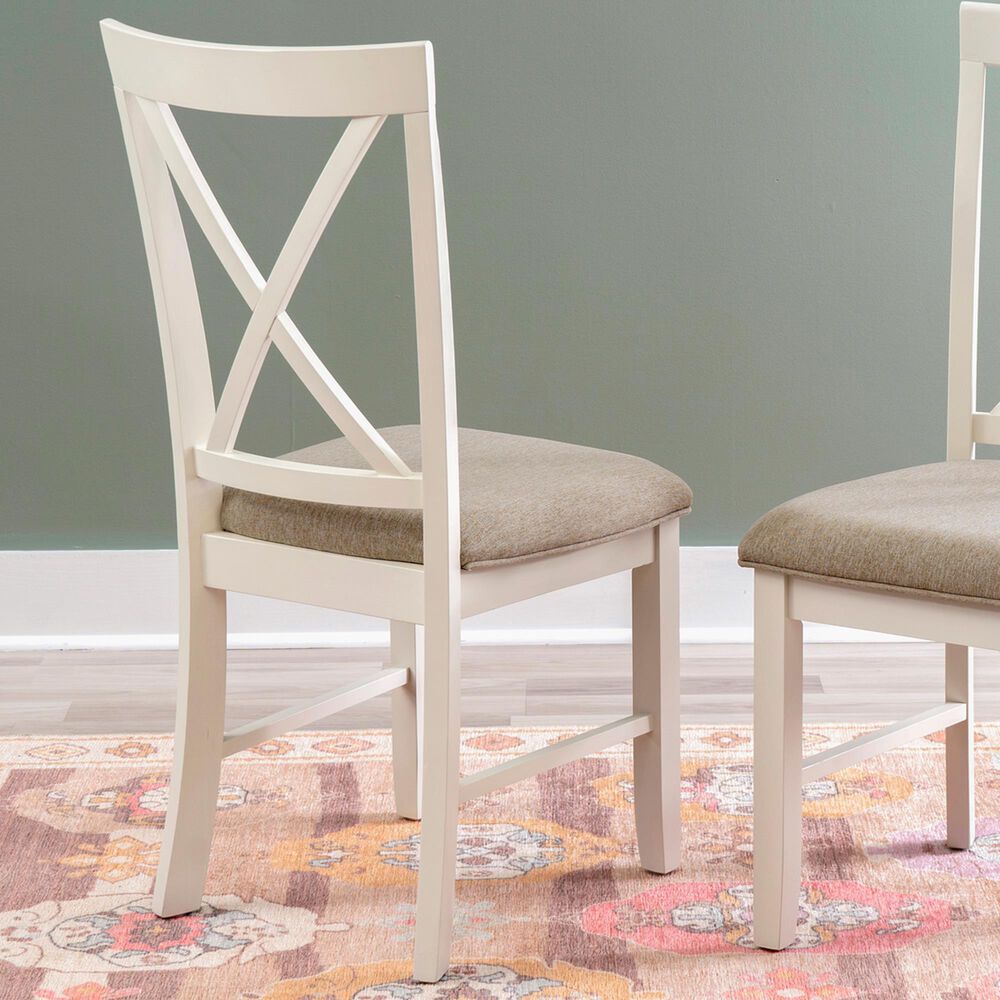 Linon Home Decor Jane Side Chair with Light Tan Cushion in Vanilla White, , large