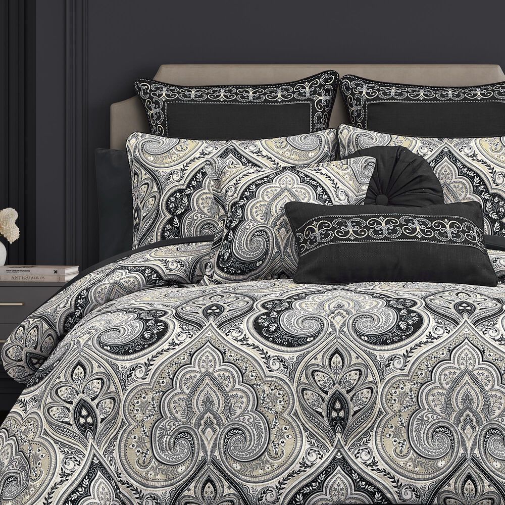 Royal Court Messina 3-Piece Full/Queen Comforter Set in Black, Grey and Silver, , large