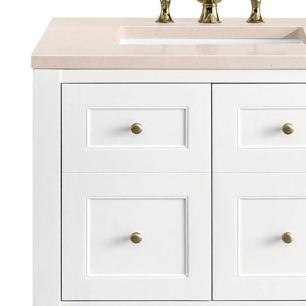 James Martin Vanities Breckenridge 30&quot; Single Bathroom Vanity in Bright White with 3 cm Eternal Marfil Quartz Top and Rectangular Sink, , large