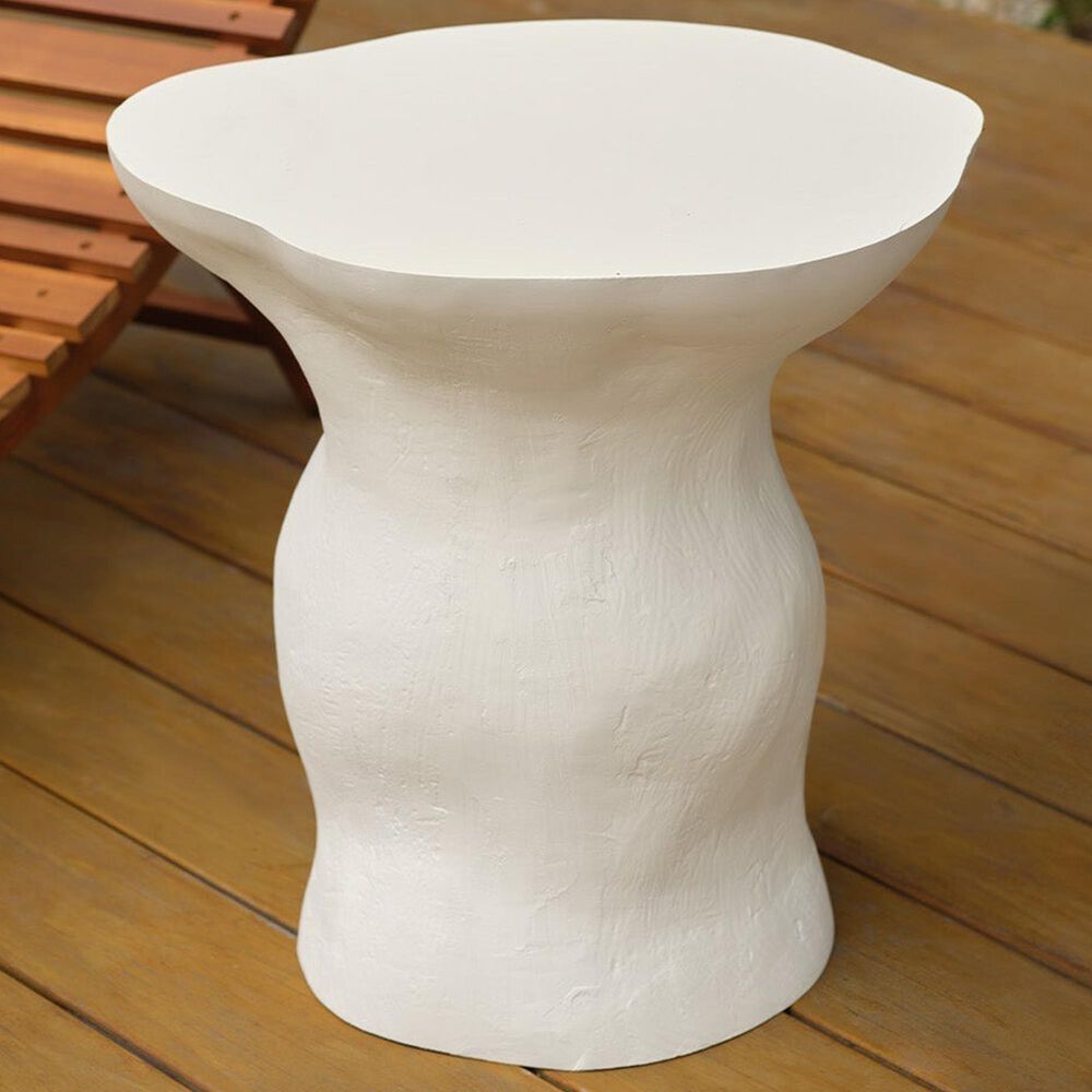 Splendor Living Ridgefield Fiber Glass Indoor/Outdoor Side Table in Cream, , large