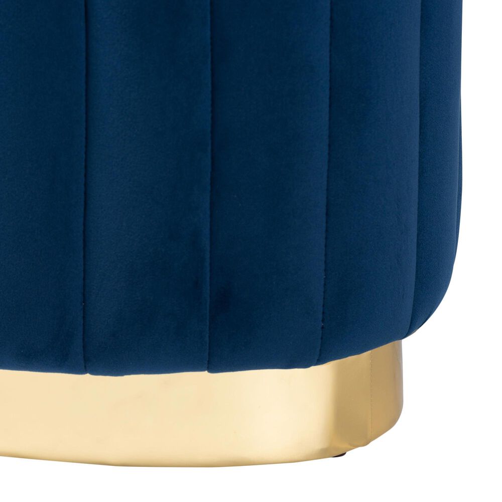 Baxton Studio Kirana Ottoman in Navy Blue and Gold, , large