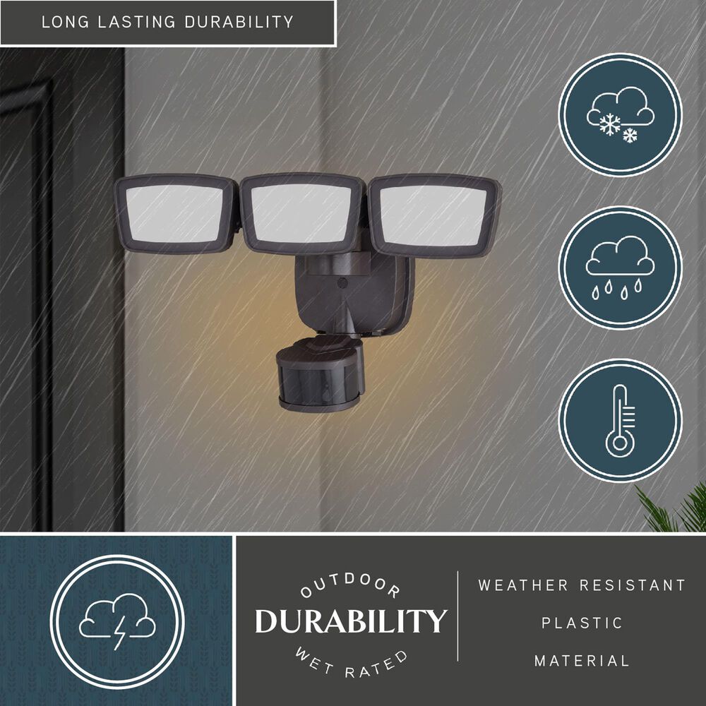 Vaxcel 13.25" 3-Light Motion Sensor Outdoor Security Flood Light in Bronze, , large