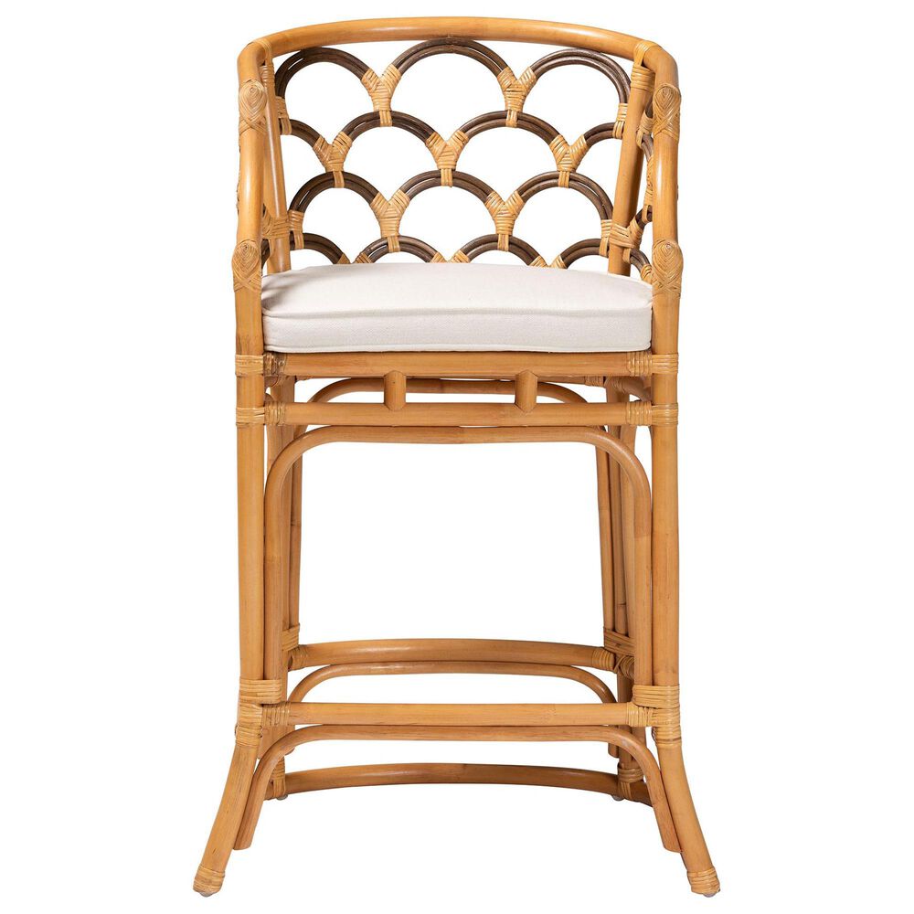 Baxton Studio Veneto Bar Stool in Light Honey and Dark Brown, , large