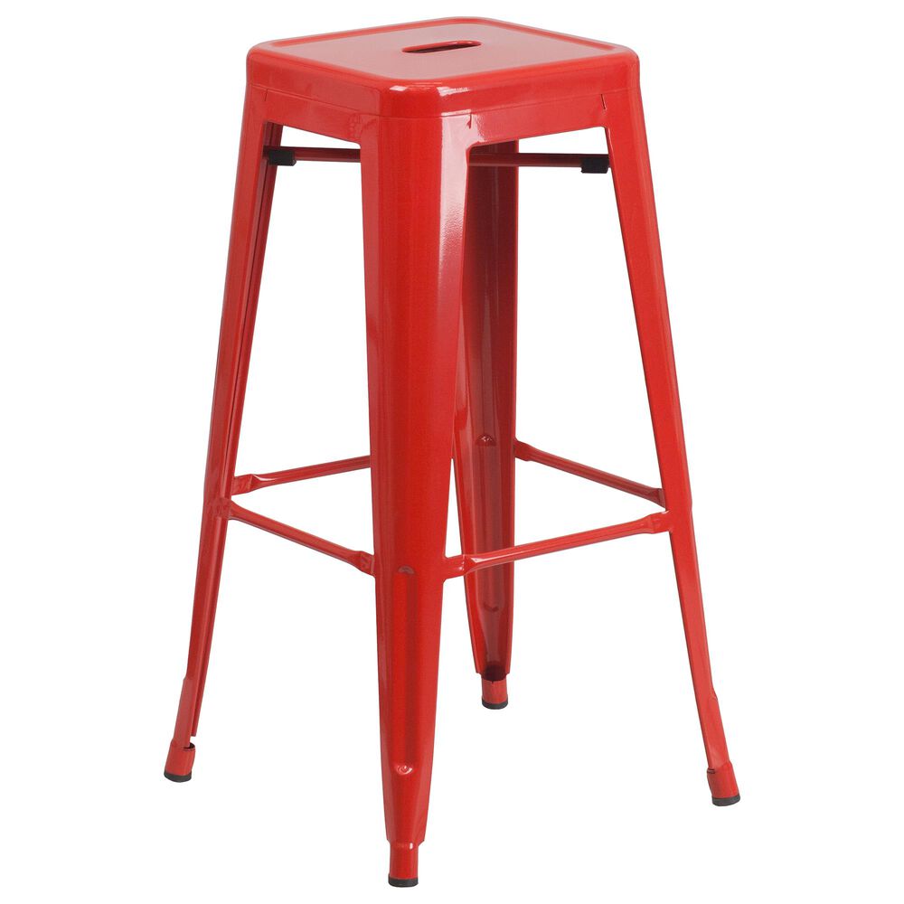 Flash Furniture 3-Piece Metal Bar Table Set in Red, , large