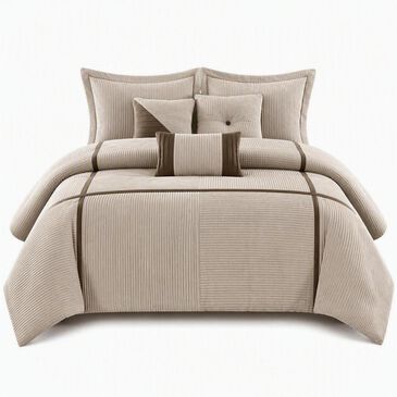 Hampton Park Dallas 7-Piece Queen Comforter Set in Taupe and Chocolate Brown, , large