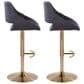 LumiSource Fabrico Swivel Adjustable Bar Stool with Charcoal Noise Fabric Upholstery and Rounded T Footrest in Gold (Set of 2), , large