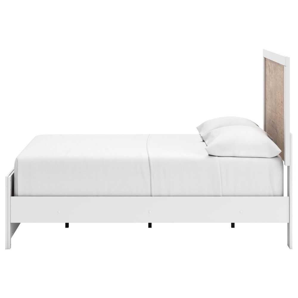 Ashley Charbitt Full Panel Bed in Oak Grain and Matte White, , large