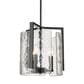 Golden Lighting Aenon 3-Light Wide Taper Candle Pendant with Hammered Water Glass Shade in Matte Black, , large