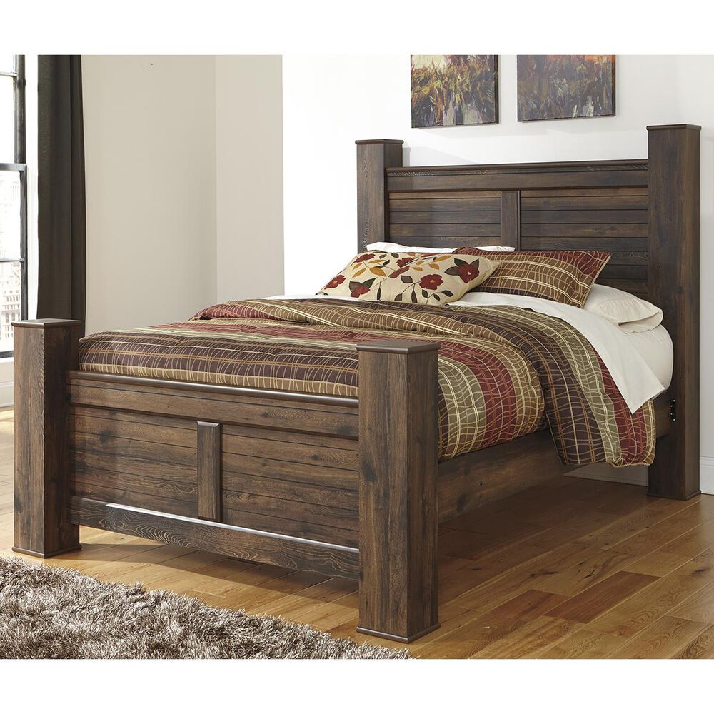 Signature Design by Ashley Quinden Queen Poster Bed in Dark Brown, , large
