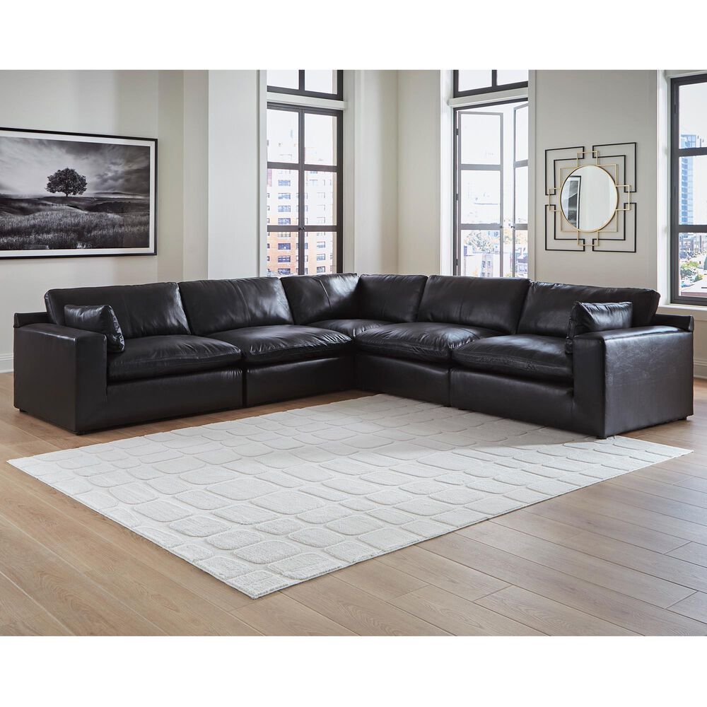 Ashley Emilia 5-Piece Stationary Reversible Sectional in Black, , large