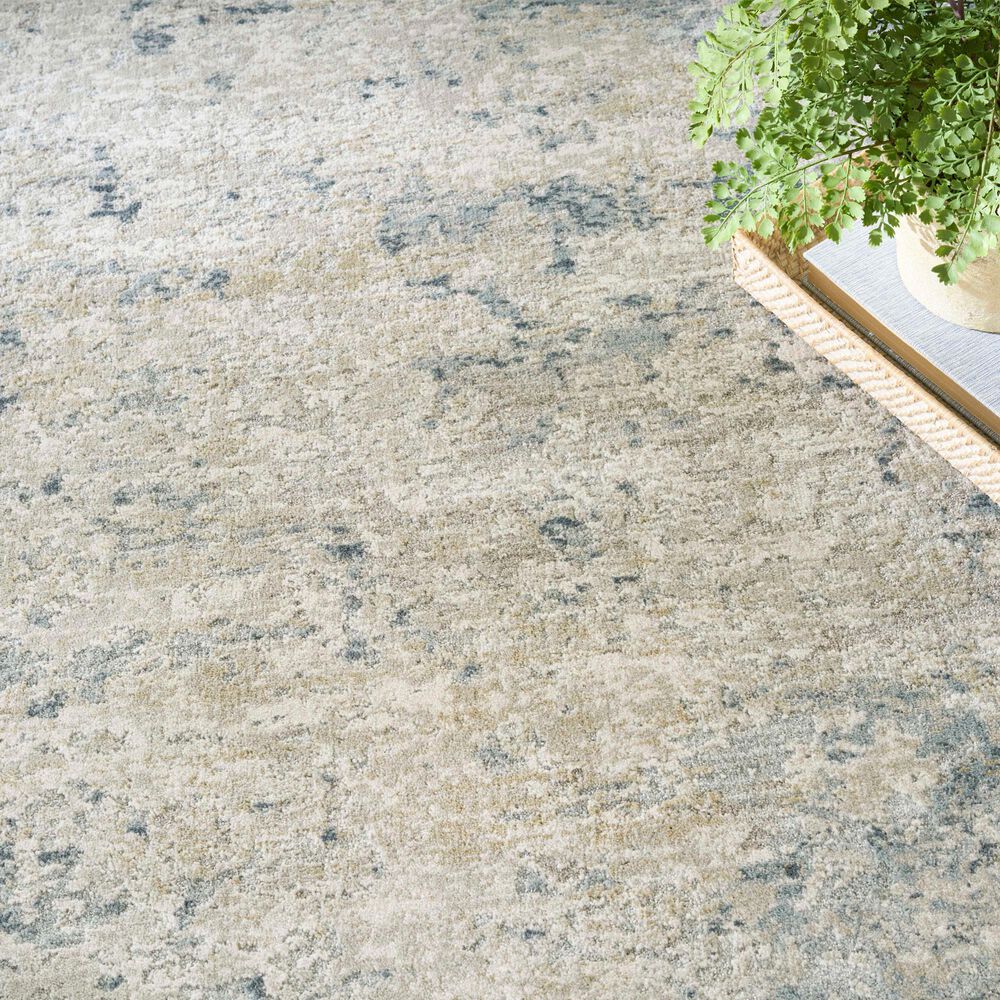 Nourison Envy Abstract Blue and Silver 7'10" x 10'2" Area Rug, , large