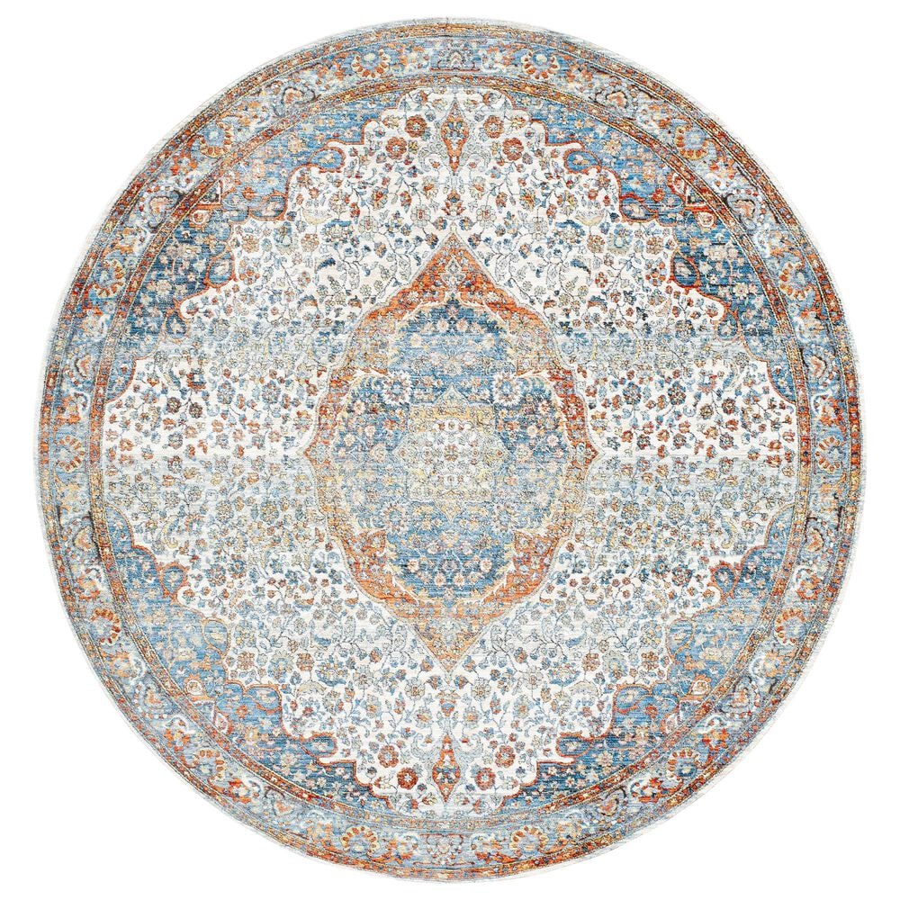 Surya Chicago CHG2306 6"7" Round Light Beige, Blue, Brick Red, Burnt Orange, Mustard, Taupe Area Rug, , large