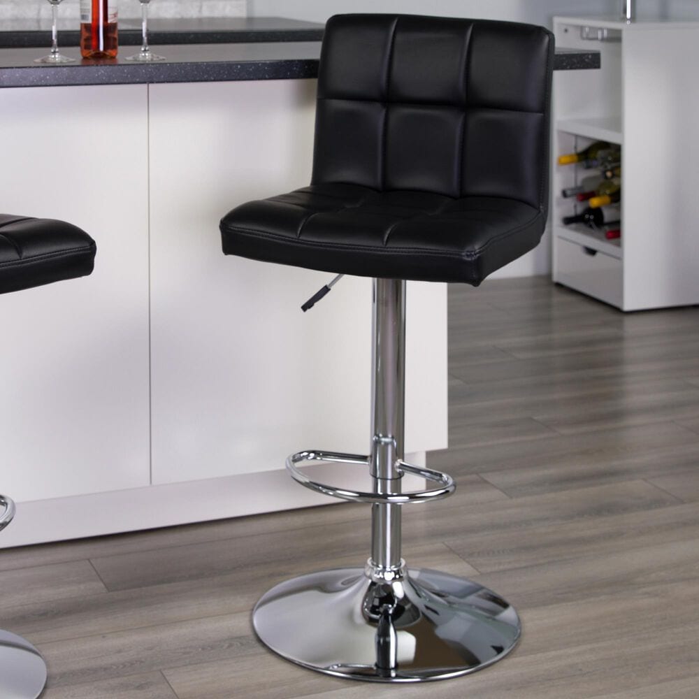 Flash Furniture Adjustable Barstool in Black, , large