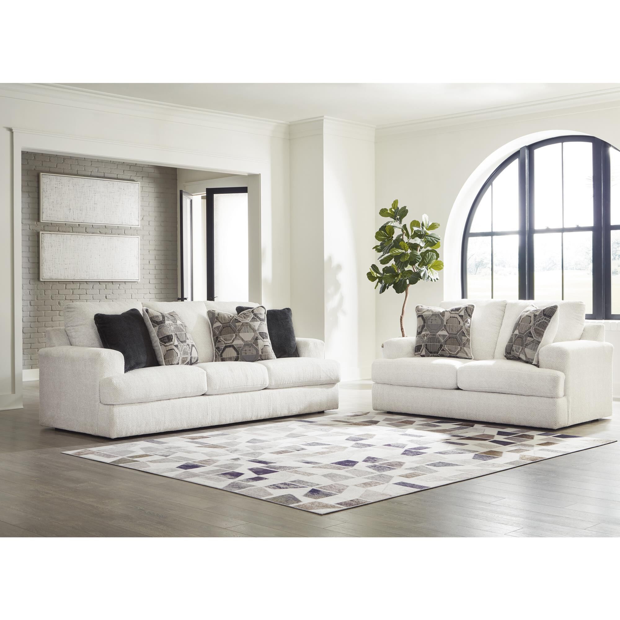 Ashley Karinne Stationary Sofa in Linen