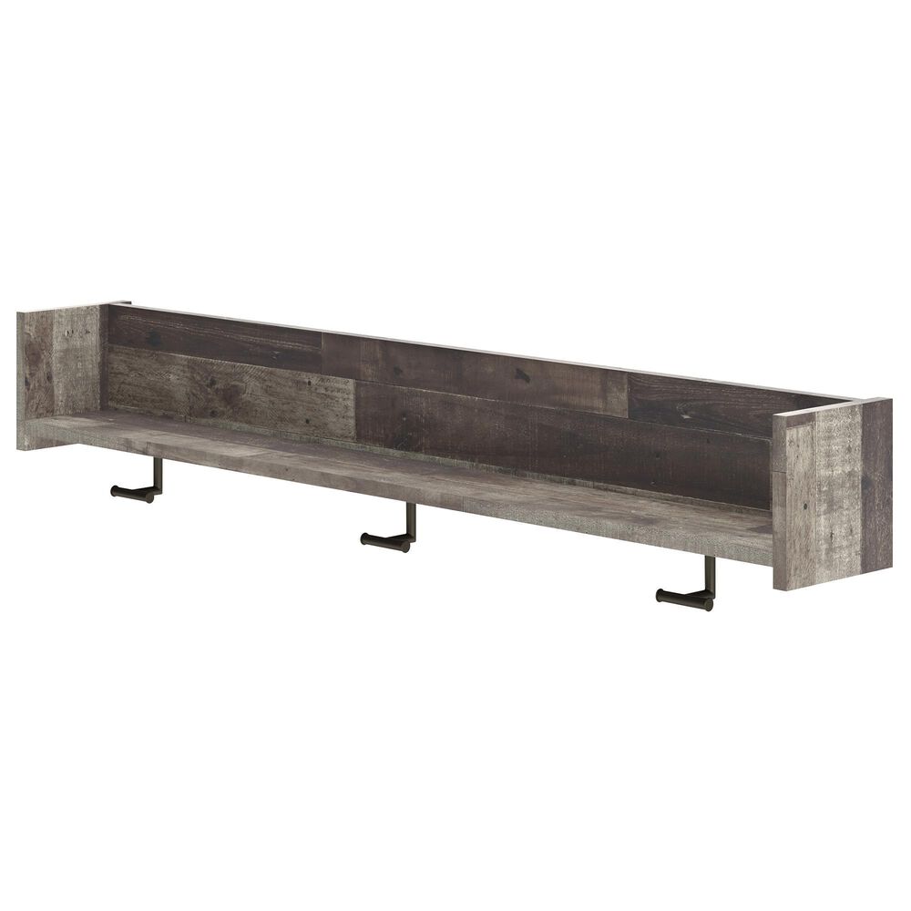 Ashley Neilsville Wall Mounted Coat Rack with Shelf in Gray and Brown, , large