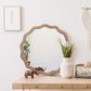 Hearth and Haven 23.62" Round Wall Mirror with Wavy Wood Framed in Antique Natural, , large