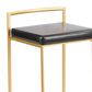 LumiSource Fuji 26" Stacker Counter Stool with Black Upholstery in Gold (Set of 2), , large