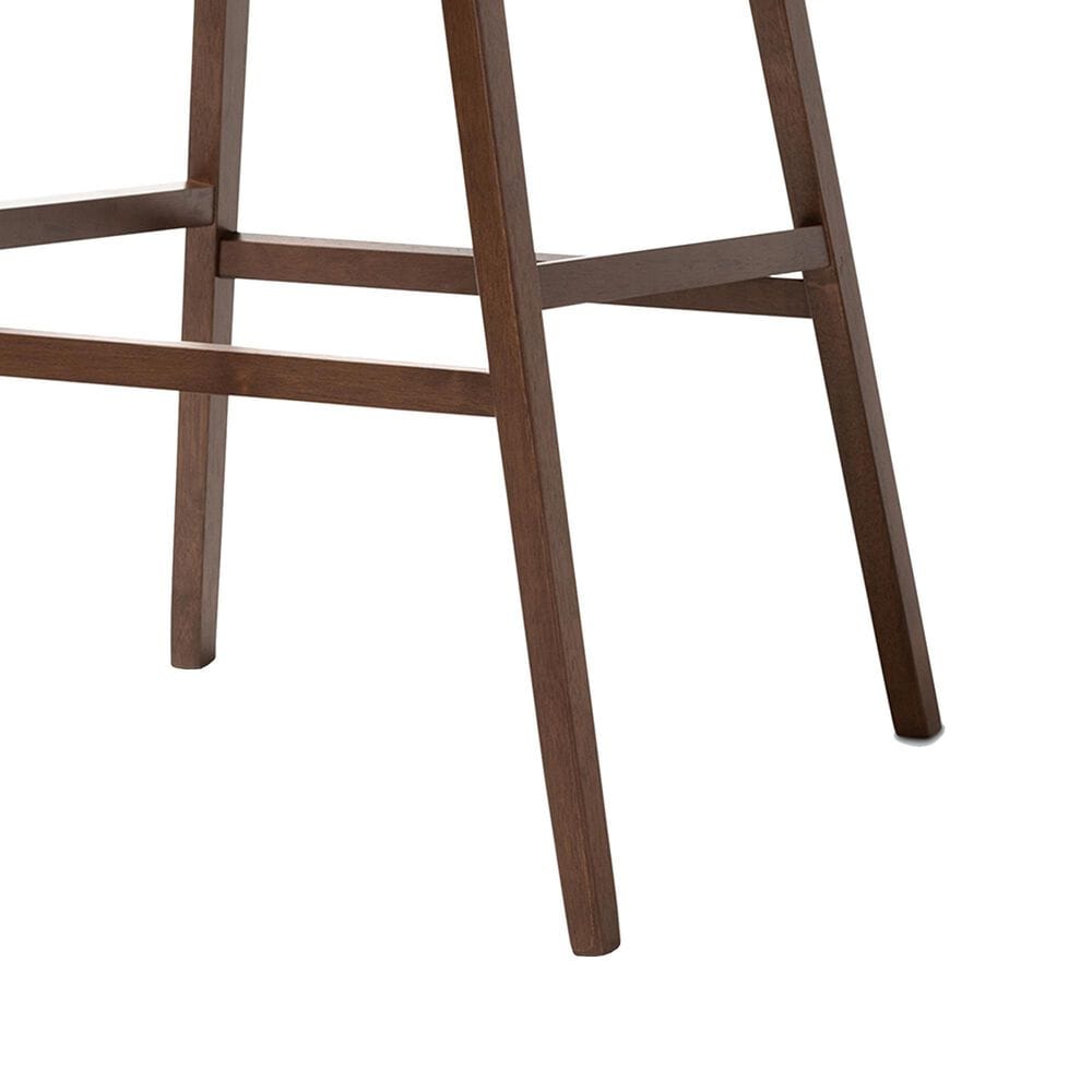 Baxton Studio Colton Bar Stool with Light Gray Cushion in Walnut Brown (Set of 2), , large