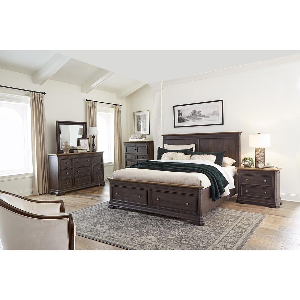 Napa Furniture Design Grand Louie Queen Storage Bed in Ebony and Wheat, , large
