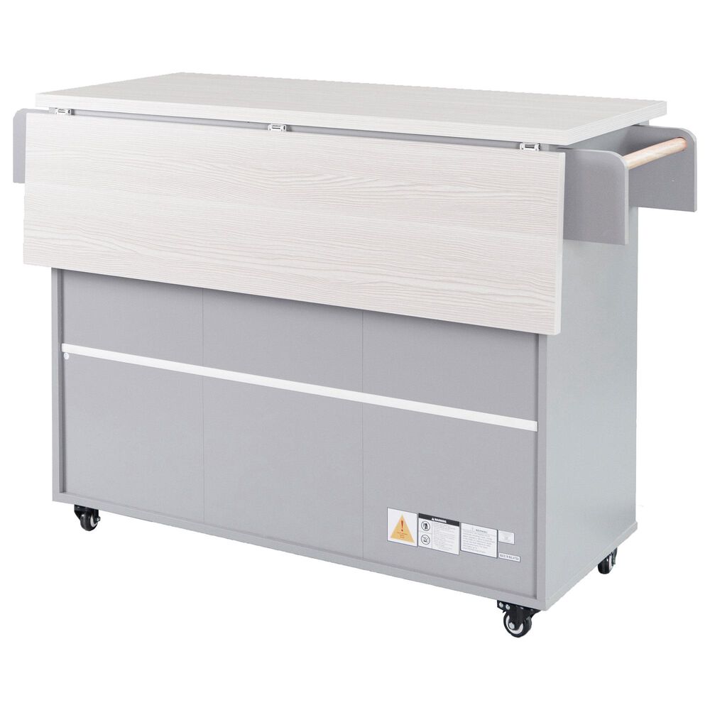 HOMLUX 51" Kitchen Island with Trash Can Storage Cabinet in Grey, , large