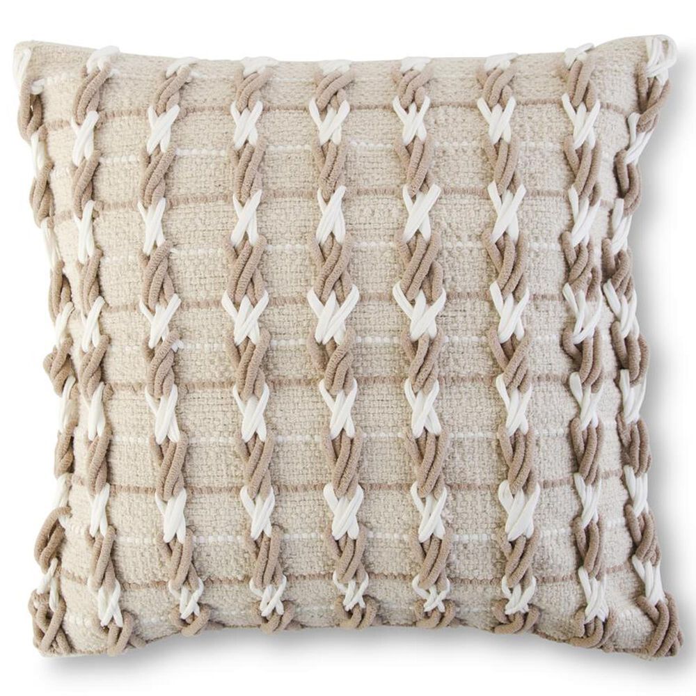 K & K Interiors 17" Square Throw Pillow in Beige and Cream, , large