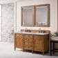 James Martin Vanities Brittany 60" Double Bathroom Vanity in Saddle Brown with 3 cm Victorian Silver Quartz Top and Rectangular Sinks, , large