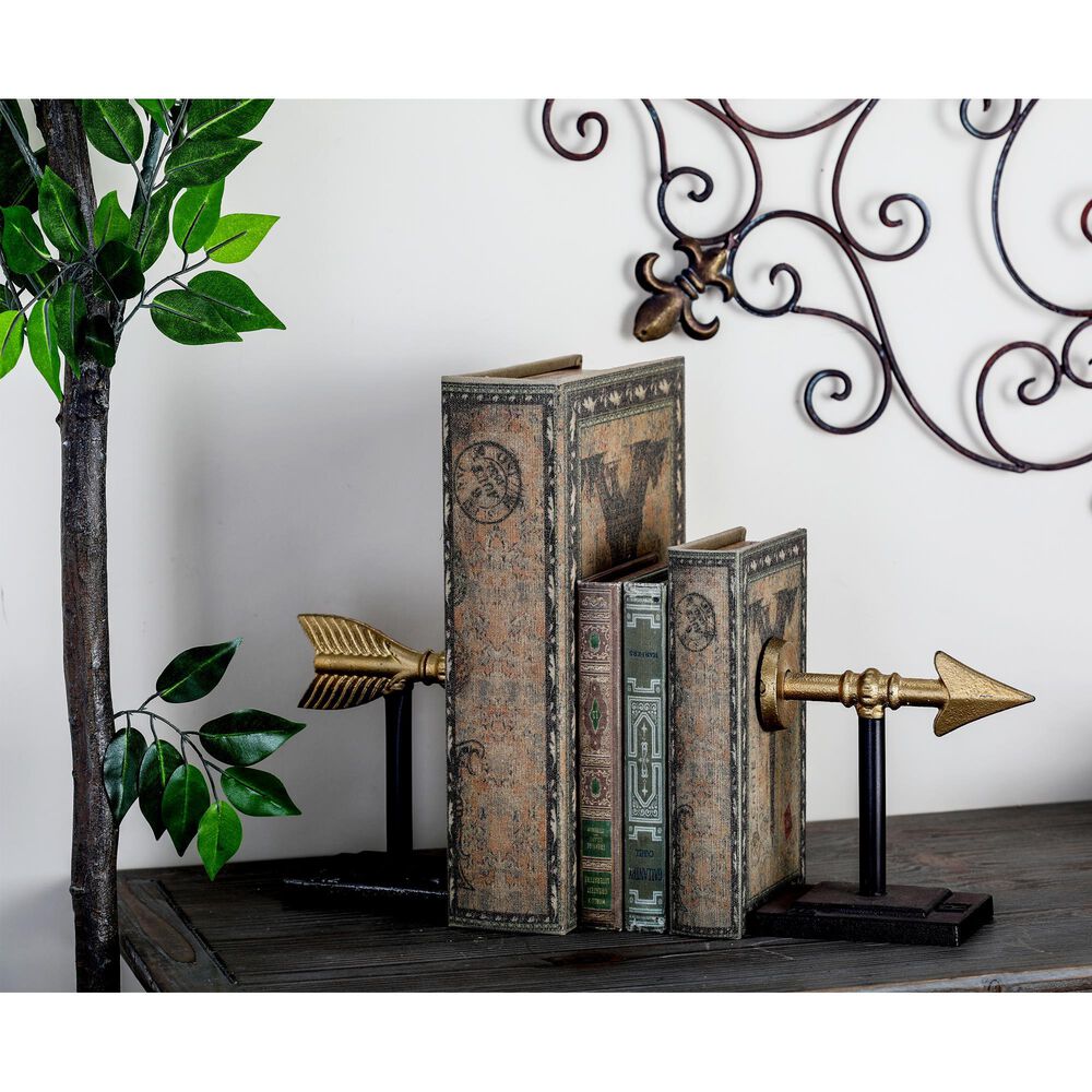 Maple and Jade Industrial Glass Bookends in Gold and Black (Set of 2), , large