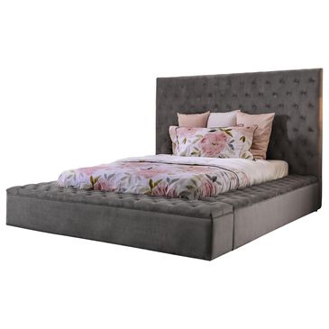 Furniture of America Kessler Queen Upholstered Bed in Gray, , large