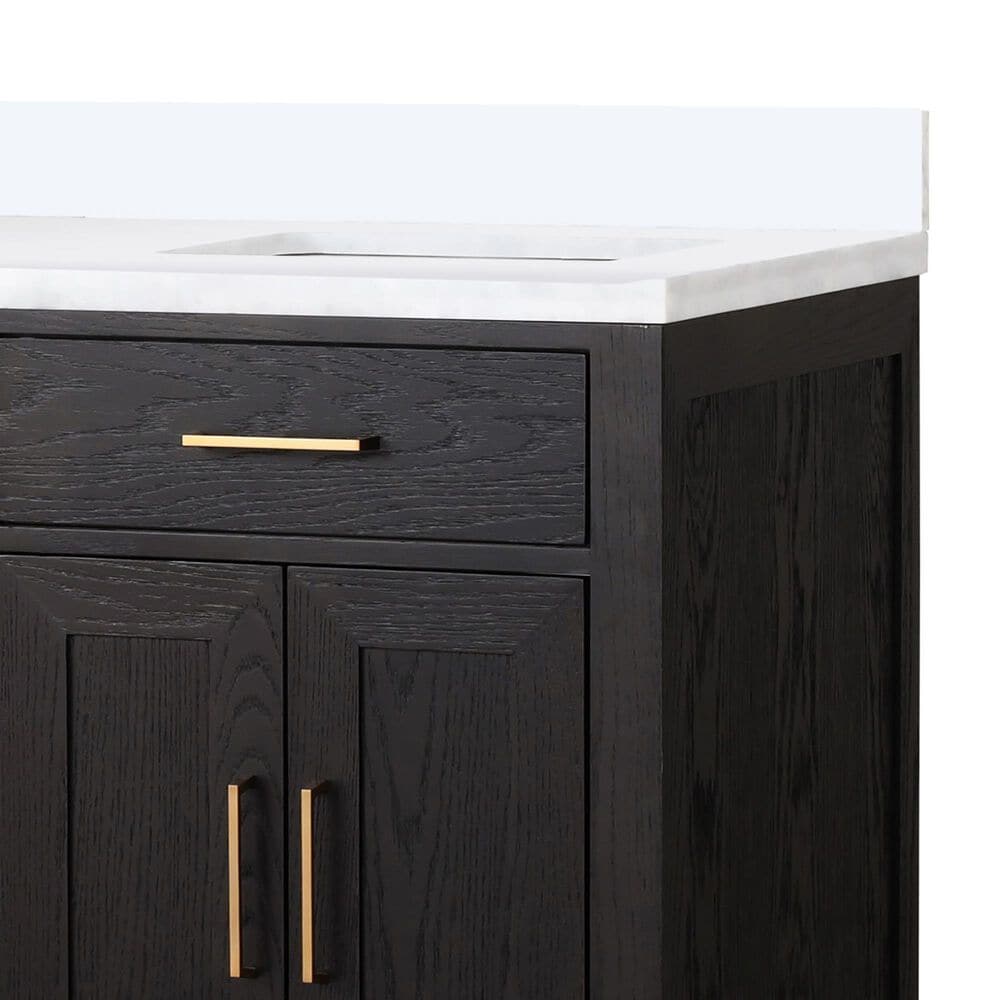 Lexora Home Abbey 60&quot; Double Bathroom Vanity in Brown Oak with 2 cm White Quartz Top, Rectangular Sinks and 28&quot; Mirrors, , large