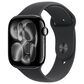 Apple Watch Series 11 (GPS+Cellular) 46mm Aluminum Case with Black Sport Band - M/L in Jet Black and 2-Year AppleCare+, , large