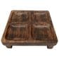 Housewares International 12.5" 4-Section Square Serving Tray with Feet in Dark Mango, , large