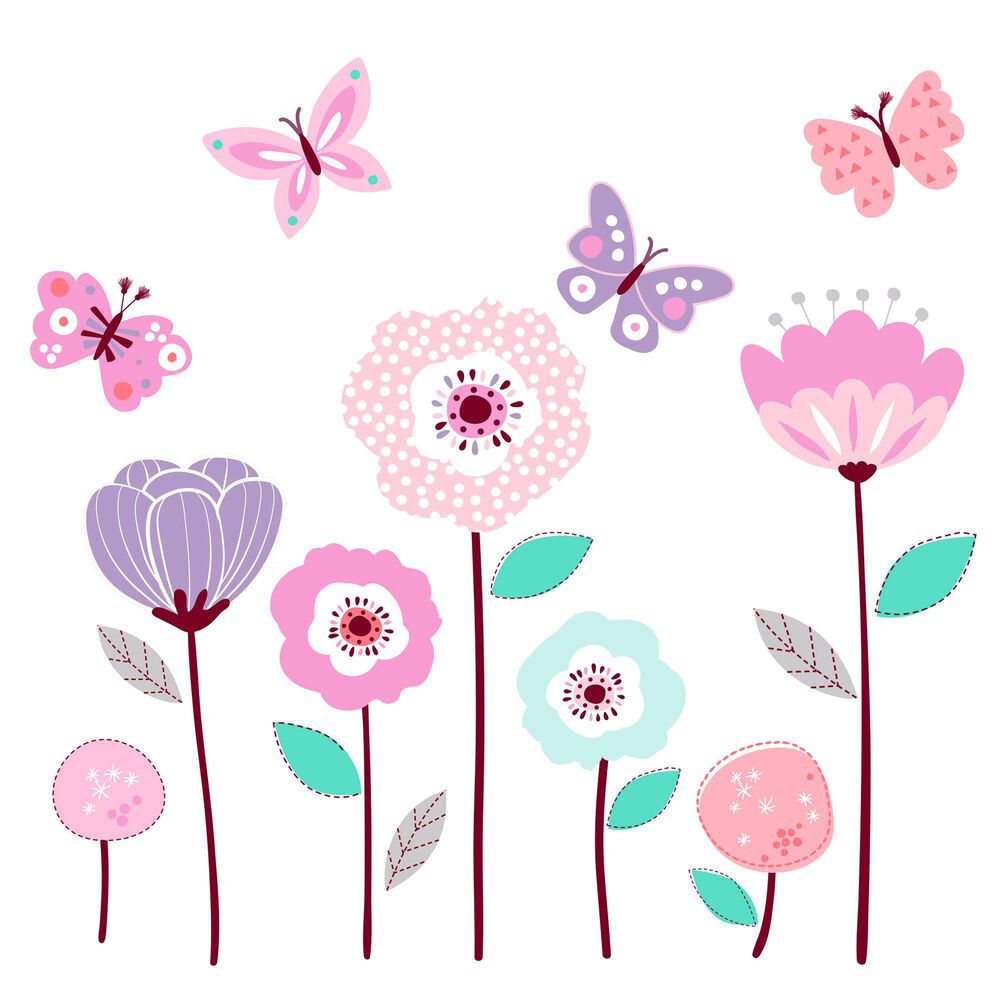 Lambs and Ivy Magic Garden Butterfly Floral Wall Decals, , large