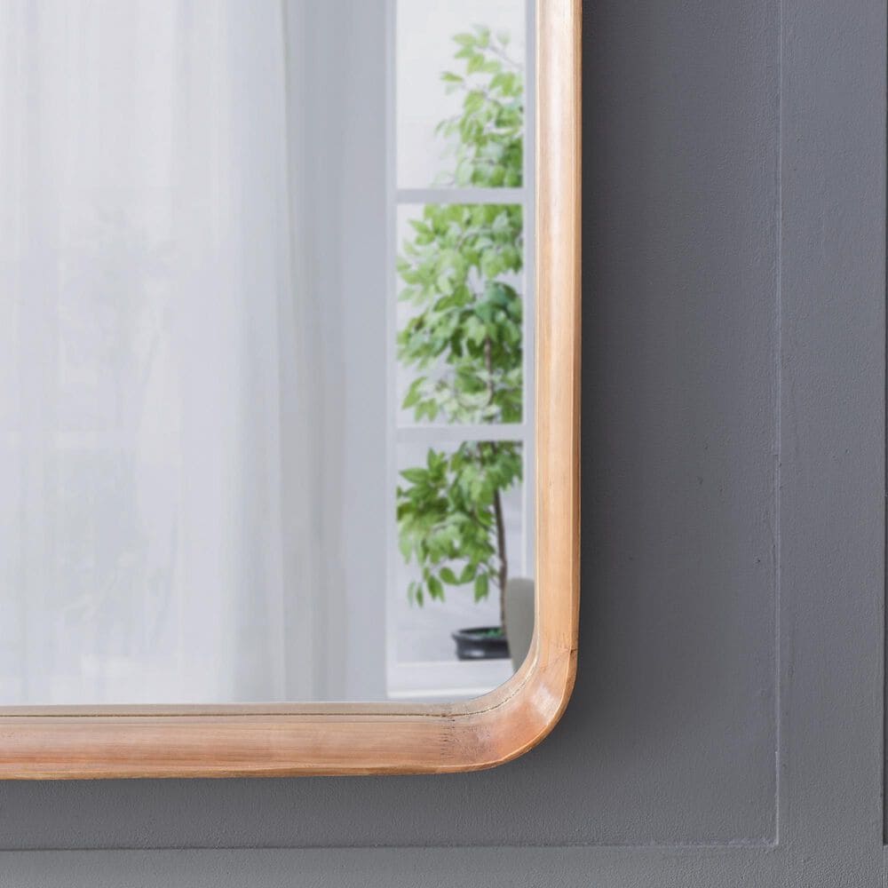 Hearth and Haven Square Wall Mirror with Wood Frame in Brown, , large