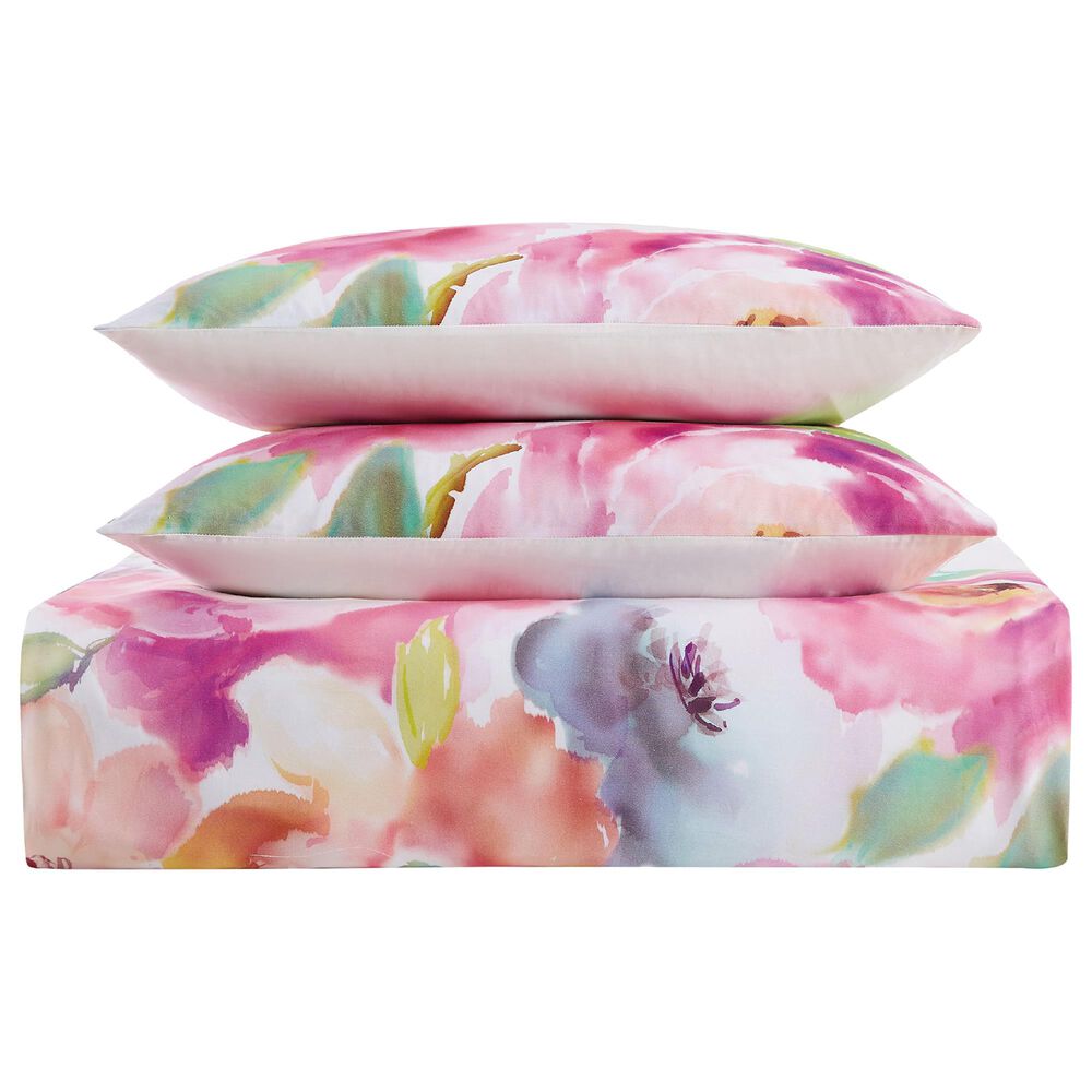 Pem America Spring Flowers 3-Piece Full/Queen Duvet Set in White and Pink, , large