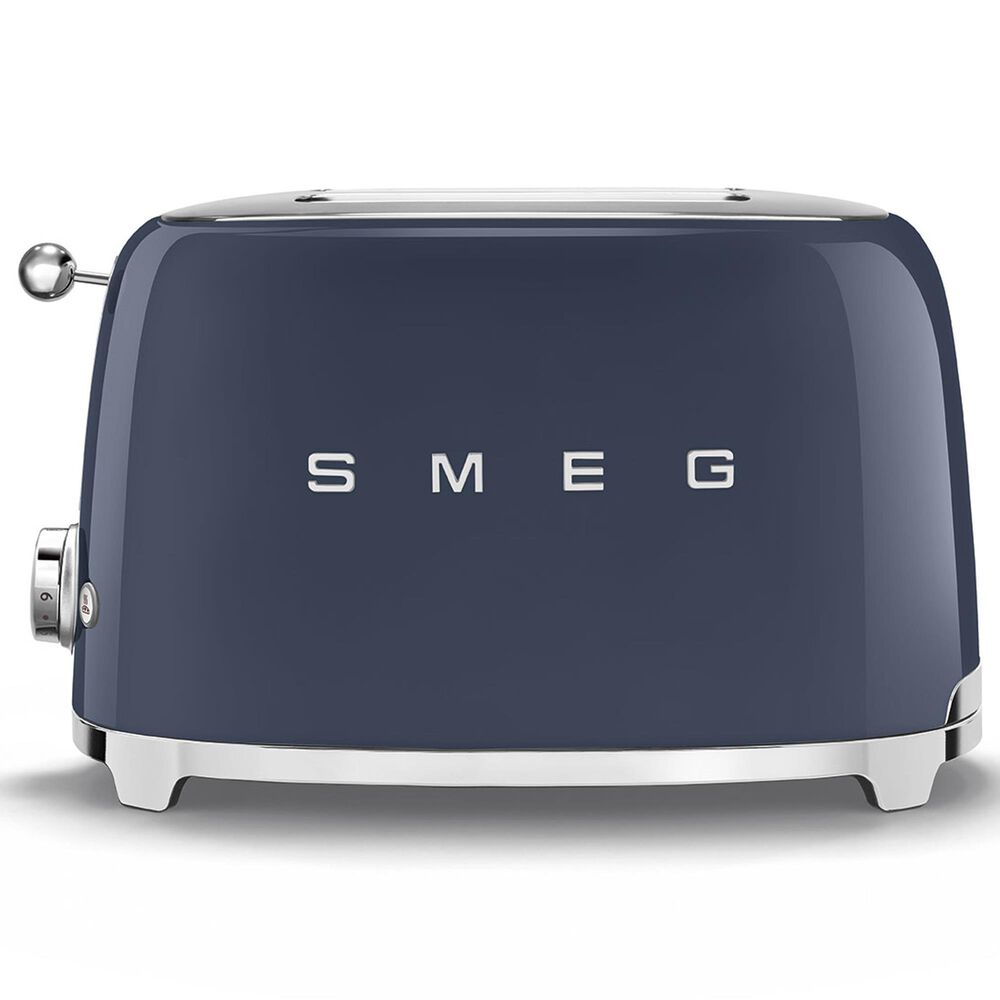 SMEG Retro-Style 2-Slice Toaster in Glossy Navy Blue and Polished Chrome, , large