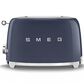 SMEG Retro-Style 2-Slice Toaster in Glossy Navy Blue and Polished Chrome, , large