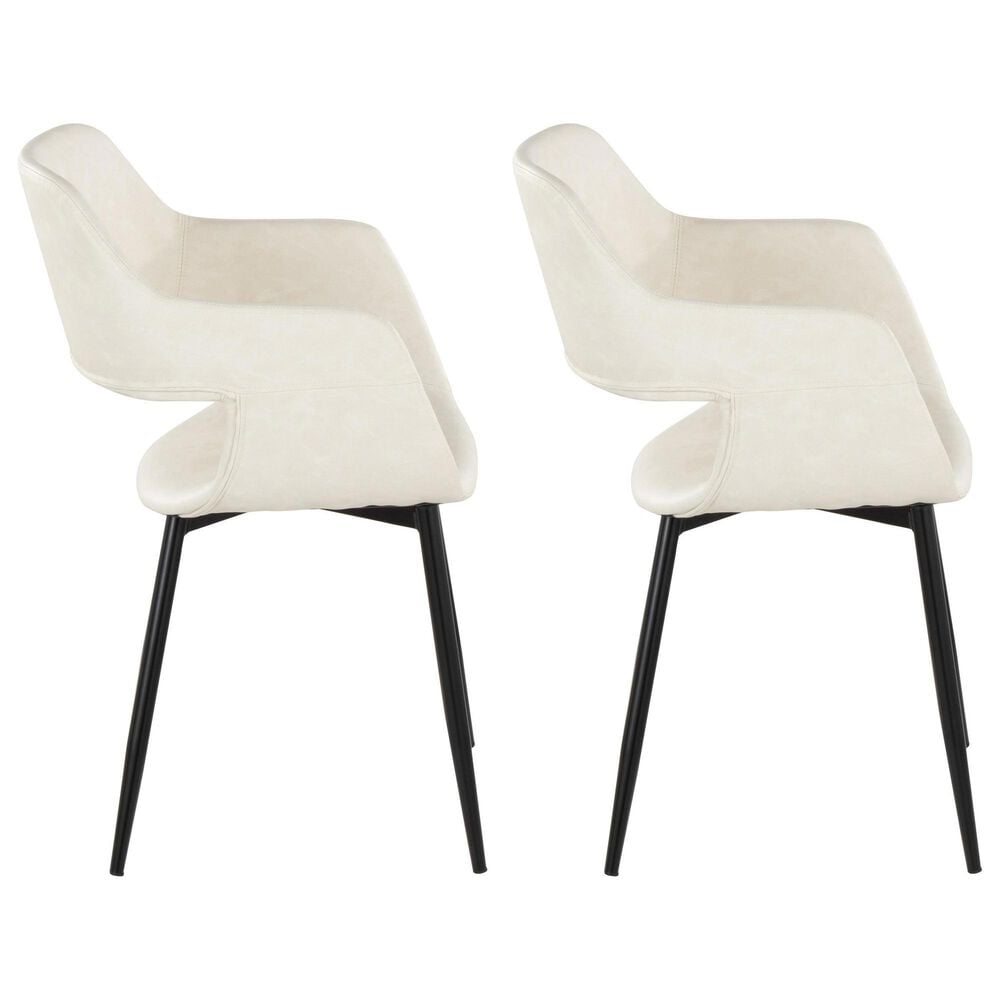 LumiSource Margarite Contemporary Dining/accent Chair in Black Metal and Cream Faux Leather by LumiSource - Set of 2, , large