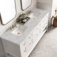 James Martin Vanities Breckenridge 72" Double Bathroom Vanity in Bright White with 3 cm Victorian Silver Quartz Top and Rectangular Sinks, , large