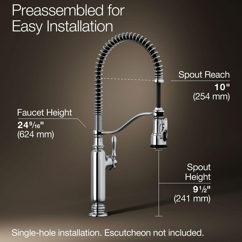 Kohler Tournant Semi-Professional Kitchen Sink Faucet in Polished Chrome, , large