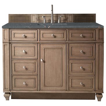 James Martin Vanities Bristol 48" Single Bathroom Vanity in Whitewashed Walnut with 3 cm Parisien Bleu Quartz Top and Rectangular Sink, , large