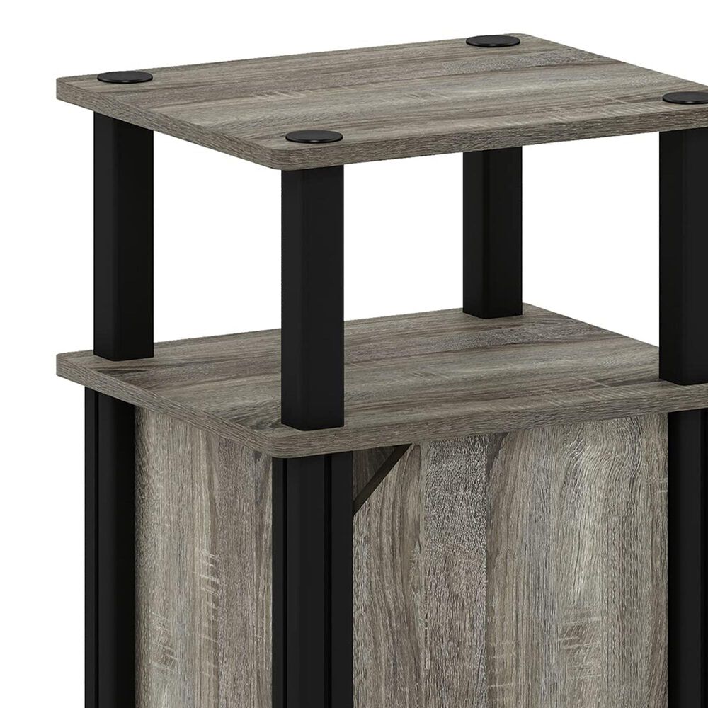 HOMLUX Brahms 3-Tier End Table in French Oak Grey and Black, , large