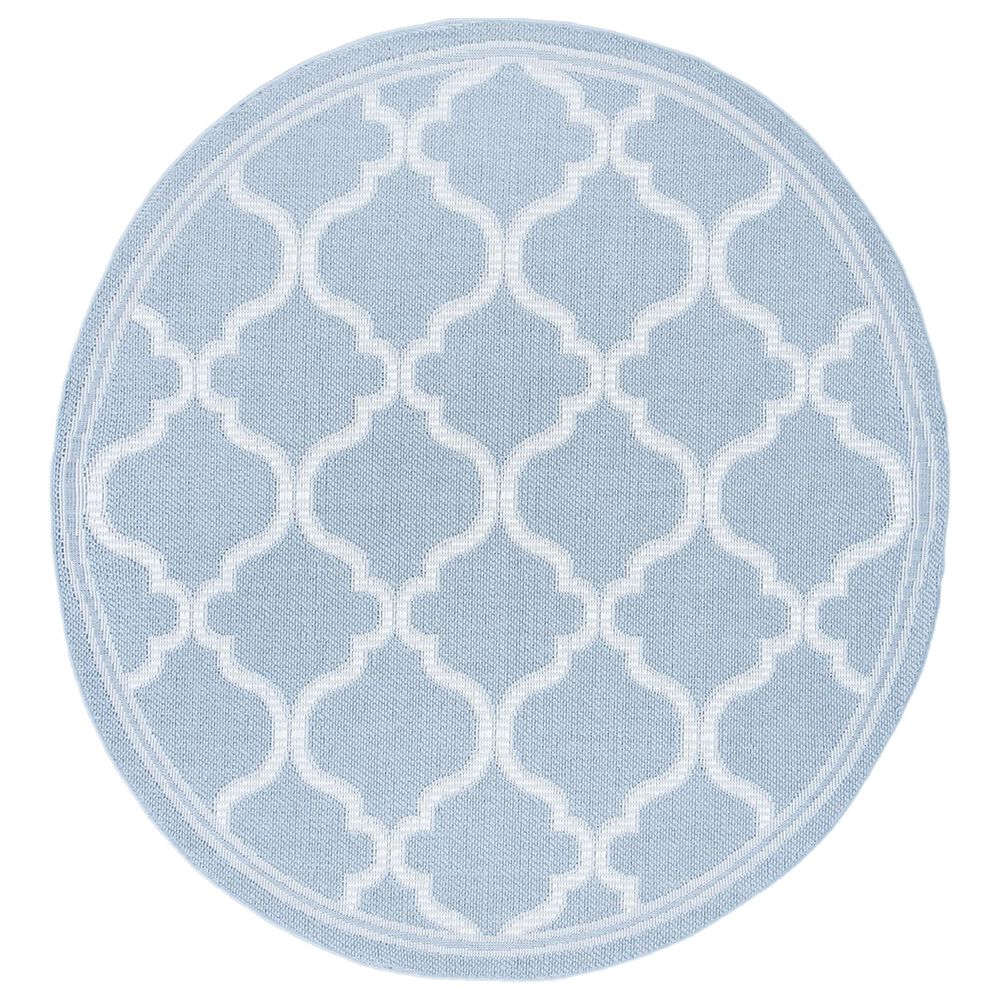 Safavieh Bermuda BMU810M 6"7" Round Light Blue and Ivory Indoor/Outdoor Area Performance Rug, , large