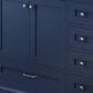 Lexora Home Dukes 84" Double Bathroom Vanity in Navy Blue with 2 cm White Carrara Marble Top and Rectangular Sinks, , large