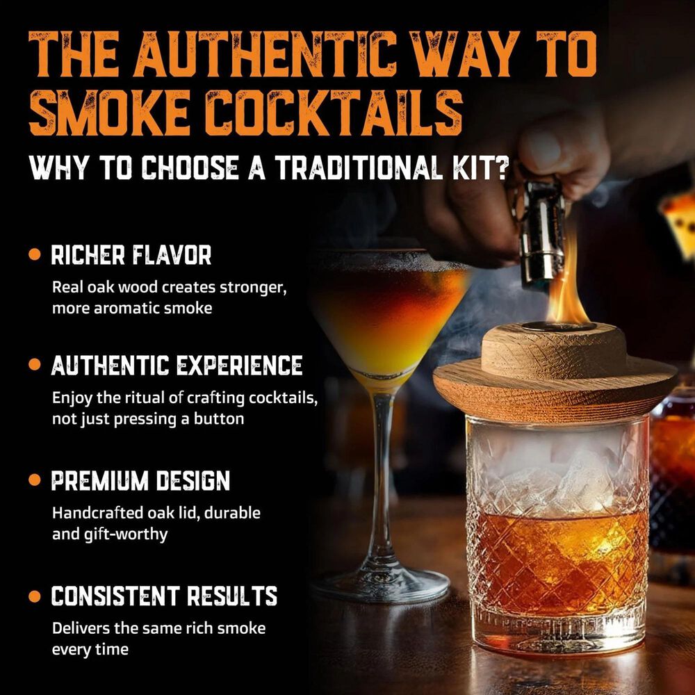 Aged &amp; Charred Premium Cocktail Smoker Kit with Wood Box in Multicolor, , large