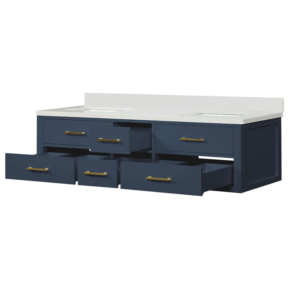 Lexora Home Castor 72&quot; Double Bathroom Vanity in Blue with 2 cm White Cultured Marble Top and Rectangular Sinks, , large
