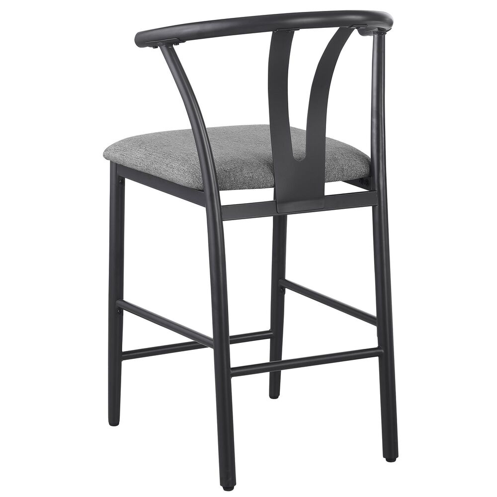 Coaster Dolman Counter Stool in Black Finish and Gray Upholstery, , large