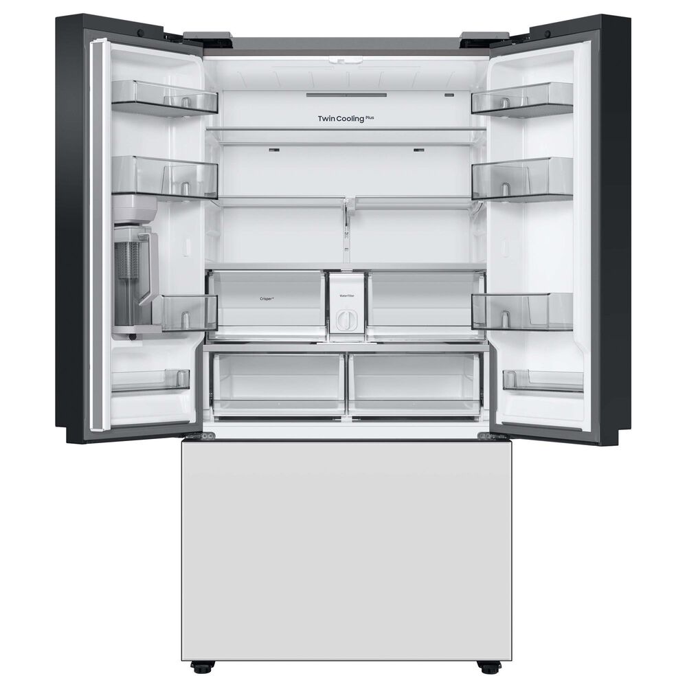Samsung Bespoke Bespoke 30.1 Cu. Ft. 3-Door French Door Refrigerator - White Glass Panels Included, , large
