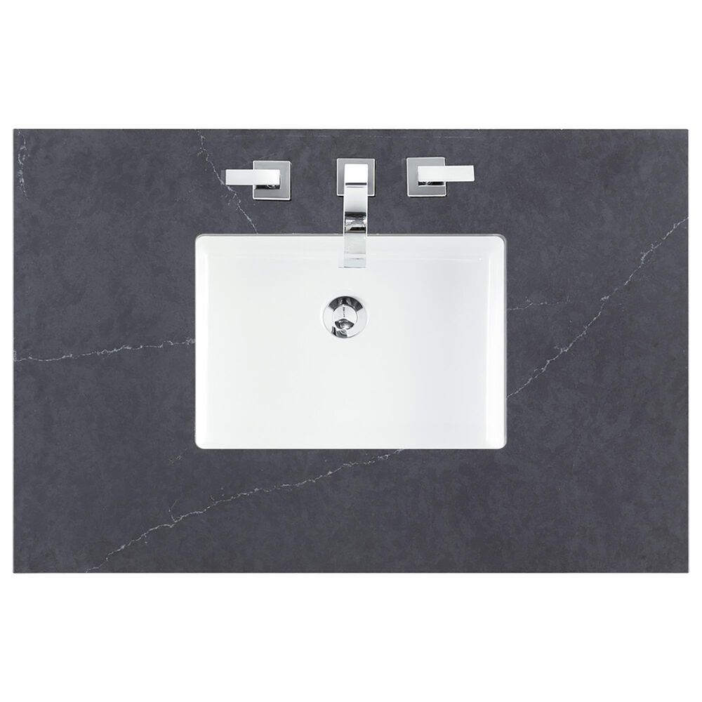 James Martin Vanities Laurent 36&quot; Single Bathroom Vanity in Light Natural Oak with 3 cm Charcoal Soapstone Quartz Top and Rectangular Sink, , large