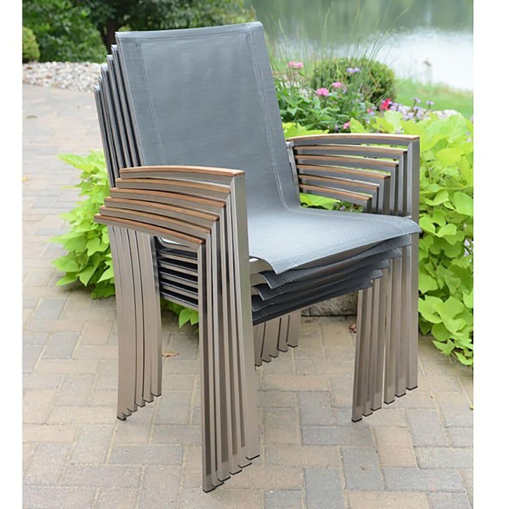 Three Birds Casual Avanti Stacking Armchair in Stainless Steel and Teak, , large